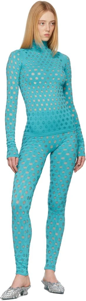 商品Maisie Wilen|SSENSE Exclusive Blue Perforated Leggings,价格¥596,第4张图片详细描述