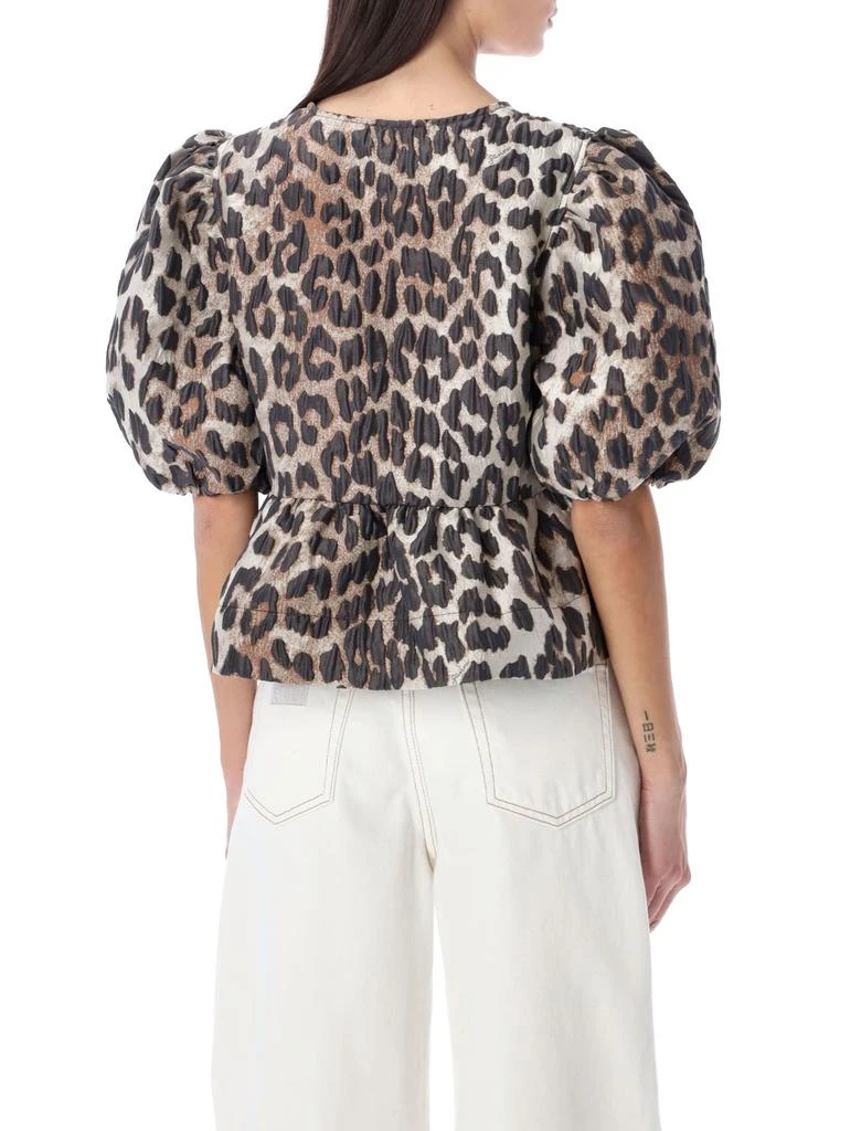 商品Ganni|Ganni 3d Leopard Jacquard Peplum Blouse,价格¥2269,第3张图片详细描述