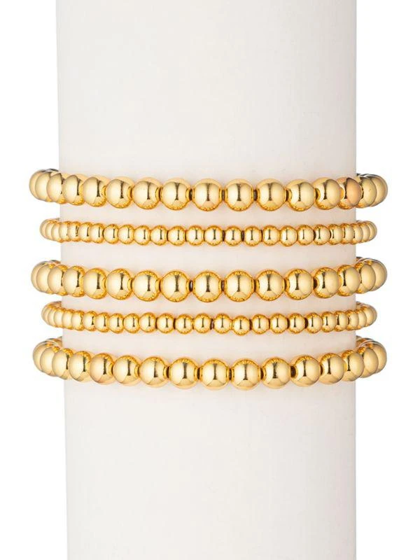 商品Eye Candy LA|Luxe 4-Piece Emma 18K Goldplated Beaded Bracelet Set,价格¥339,第1张图片