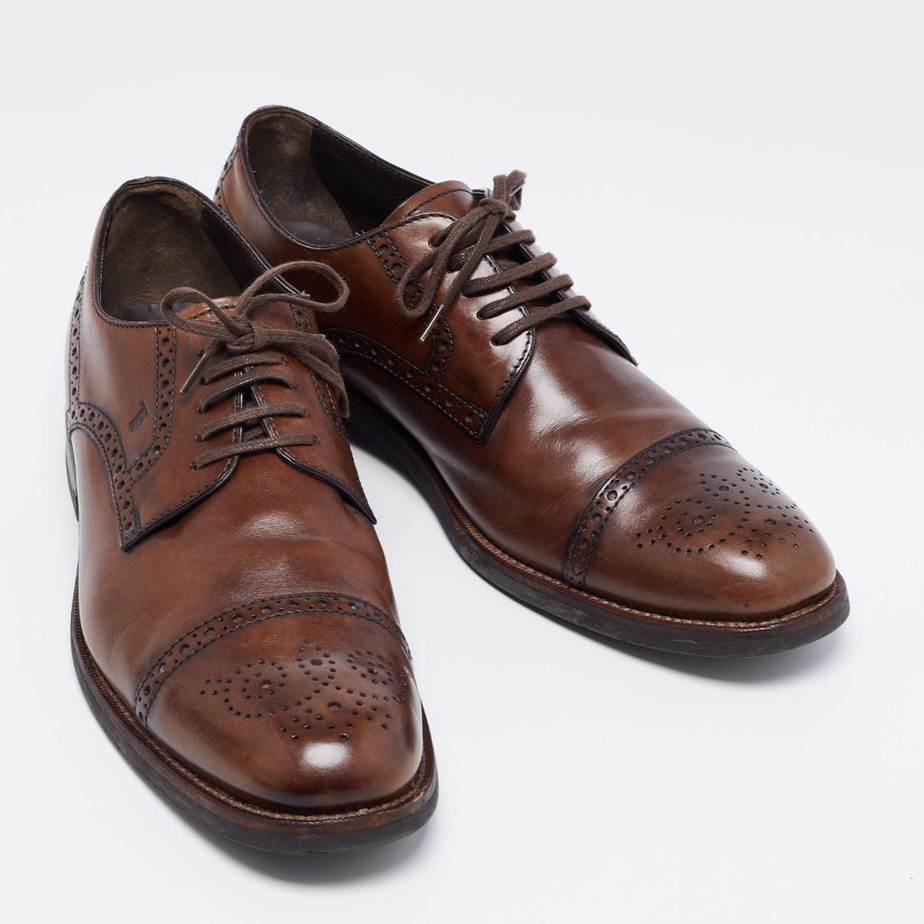 Tod's Dark Brown Brogue Leather Lace Up Derby Size 44.5商品第4张图片规格展示