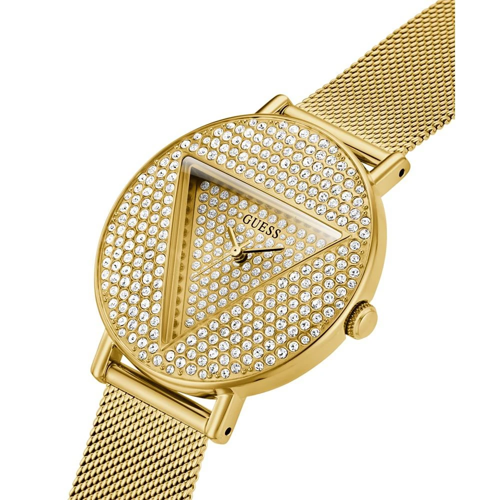 商品GUESS|Women's Glitz Gold-tone Stainless Steel Mesh Watch 36mm,价格¥494,第2张图片详细描述