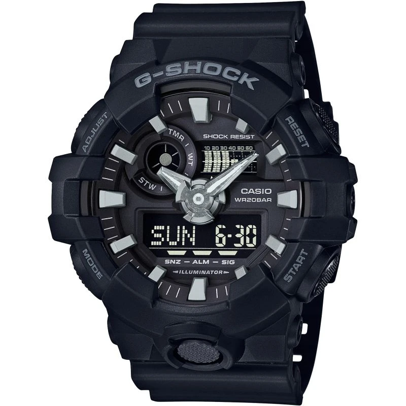 商品Casio|Mens Casio G-Shock Alarm Chronograph Watch GA-700-1BER 卡西欧手表,价格¥903,第1张图片