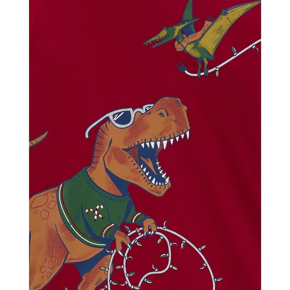 Big Boys Dinosaur Christmas Jersey T-shirt商品第2张图片规格展示