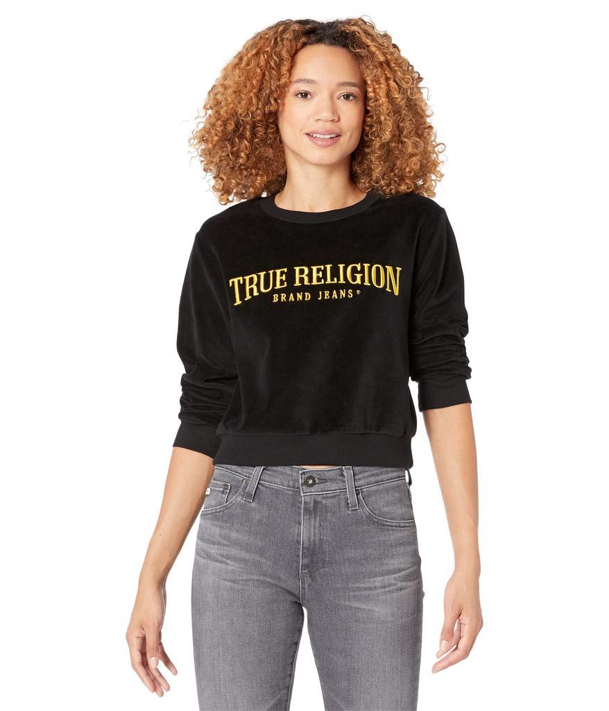 商品True Religion|Velvet Shrunken Sweatshirt,价格¥559,第1张图片