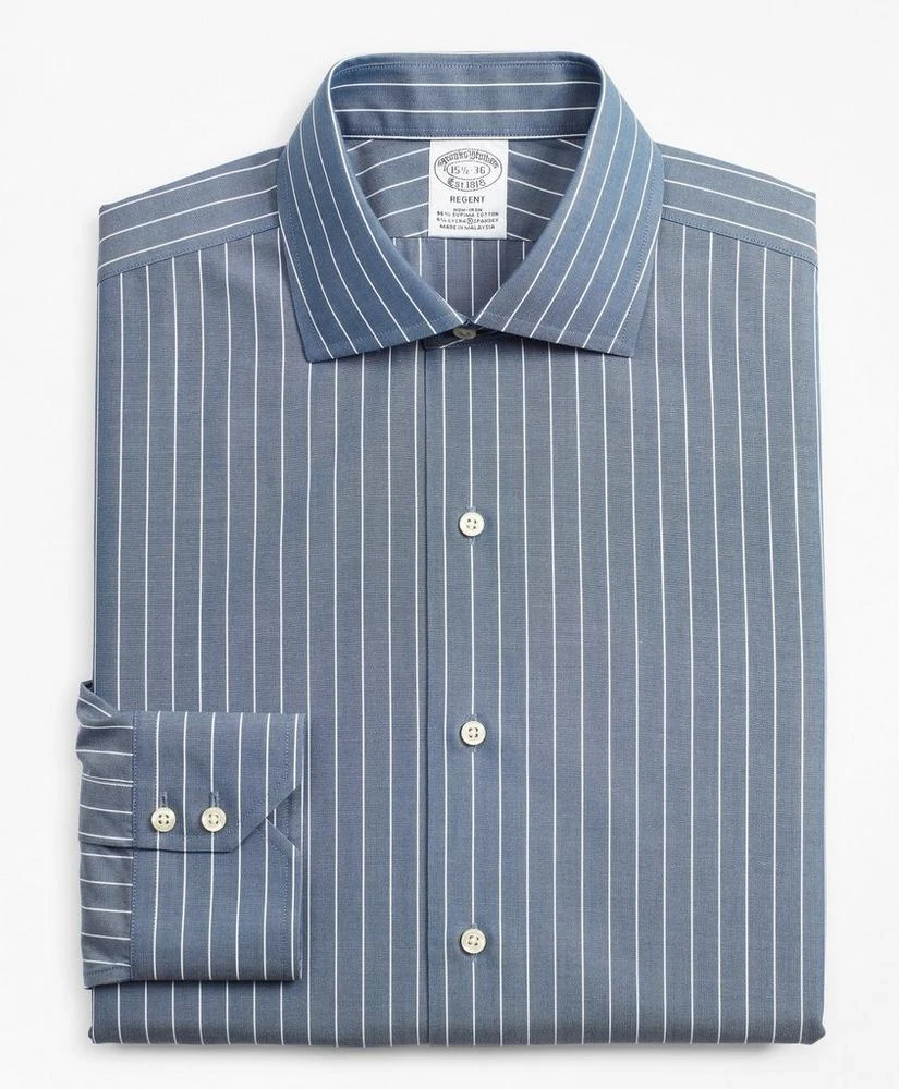 商品Brooks Brothers|Stretch Regent Regular-Fit Dress Shirt, Non-Iron Pinstripe,价格¥412,第4张图片详细描述