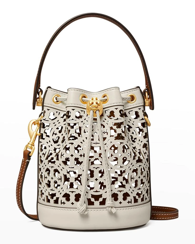 商品Tory Burch|Mini T Monogram Laser-Cut Bucket Bag,价格¥2013,第1张图片