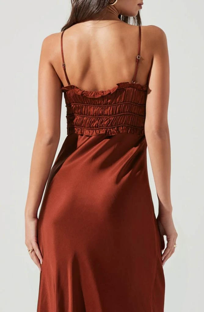 商品ASTR|Zola Shirred Satin Midi Dress,价格¥343,第5张图片详细描述