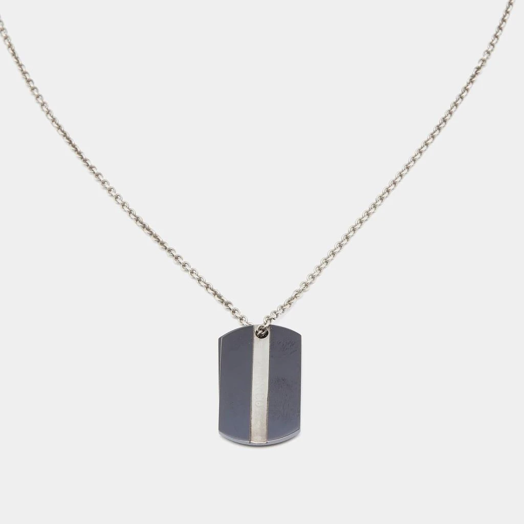 商品[二手商品] Tiffany & Co.|Tiffany & Co. Sterling Silver Midnight Titanium Double Tags Pendant Necklace,价格¥1516,第1张图片