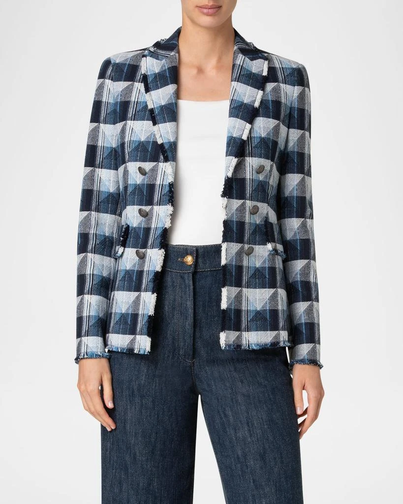 商品Akris|Rhombus Jacquard Denim Blazer with Double Breast Illusion,价格¥13354,第3张图片详细描述