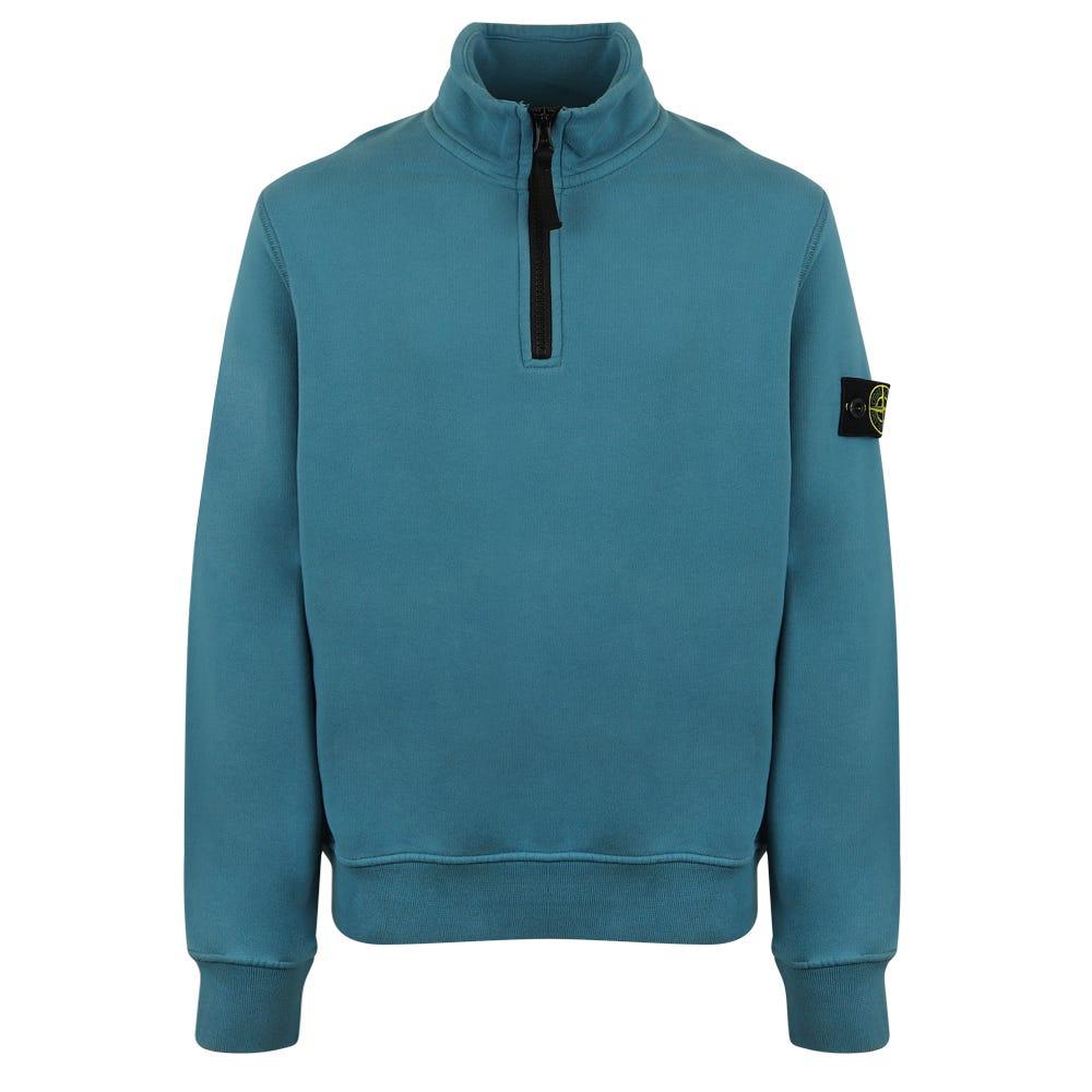 Teal Blue Half Zip Sweatshirt商品第1张图片规格展示