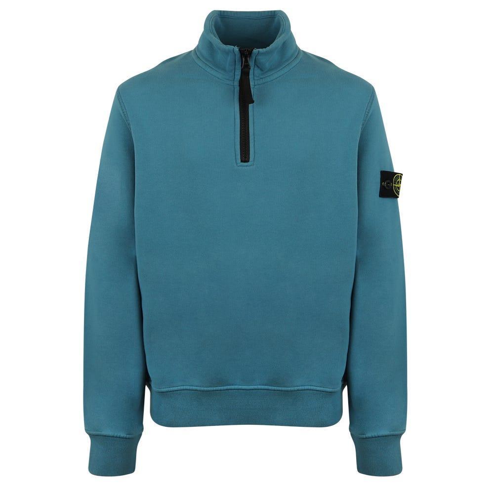 商品Stone Island Junior|Teal Blue Half Zip Sweatshirt,价格¥1148-¥1456,第1张图片