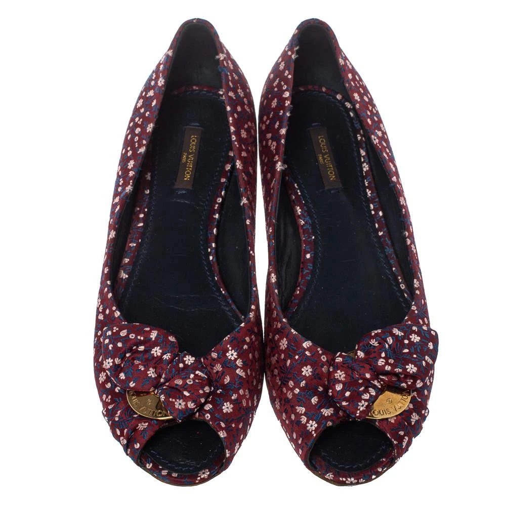 商品[二手商品] Louis Vuitton|Louis Vuitton Multicolor Print Fabric Catania Floral Peep Toe Flats Size39.5,价格¥1238,第3张图片详细描述