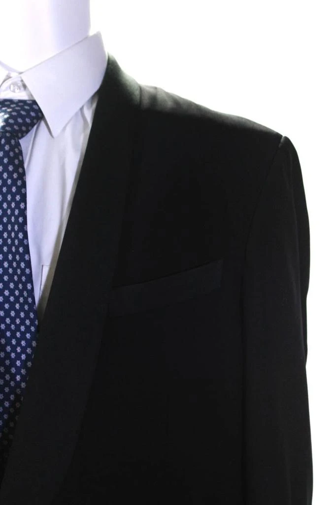 商品[二手商品] Trussini|Mens Single Button Satin Trim Pleated Tuxedo Suit Black Wool,价格¥595,第3张图片详细描述