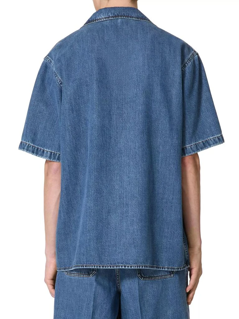 商品Valentino|Denim Bowling Shirt with Metallic V Detail,价格¥11164,第4张图片详细描述