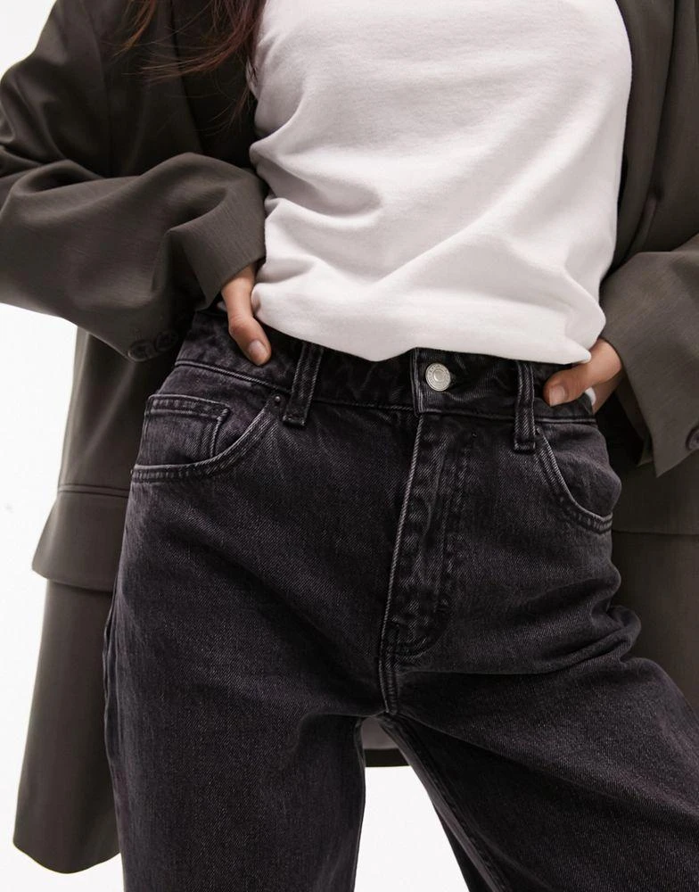 商品Topshop|Topshop relaxed flare jeans in washed black,价格¥204,第4张图片详细描述