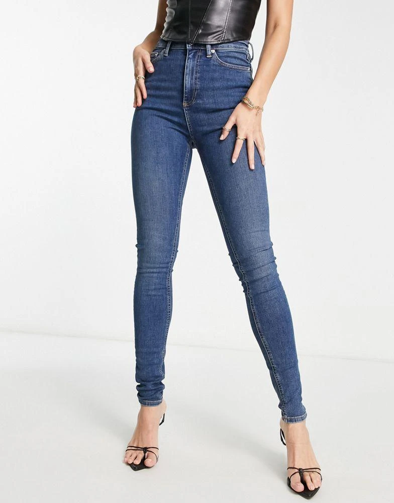 商品ASOS|ASOS DESIGN Tall high rise 'lift and contour' stretch skinny jeans in dark blue,价格¥172,第2张图片详细描述