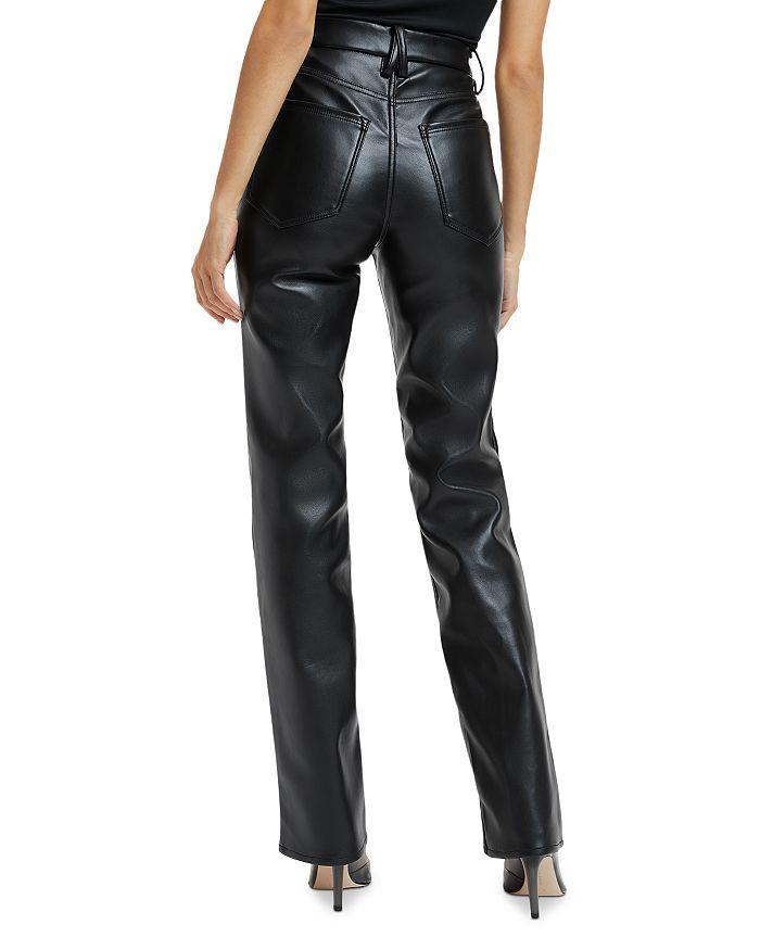 商品Good American|Faux Leather Good Icon High Rise Straight Leg Jeans in K001,价格¥1341,第4张图片详细描述