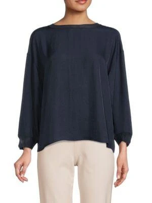 商品Vince|Boatneck Ribbed Trim Top,价格¥1025,第1张图片