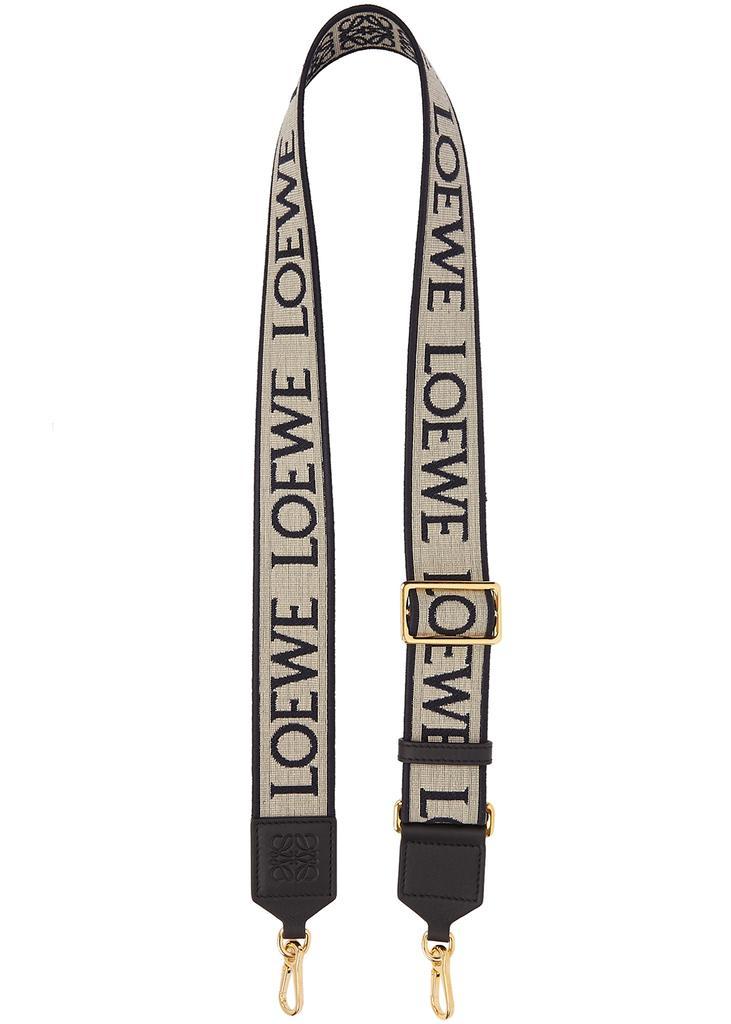 商品Loewe|Taupe and navy logo-jacquard canvas bag strap,价格¥3514,第1张图片