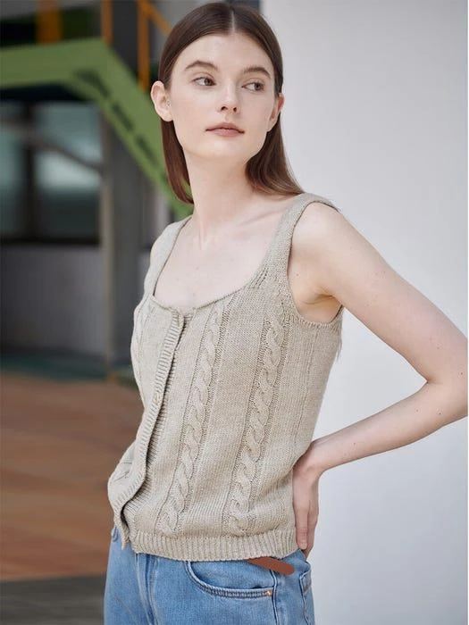 商品NILBY P|Summer Knit Vest - Beige,价格¥771,第1张图片