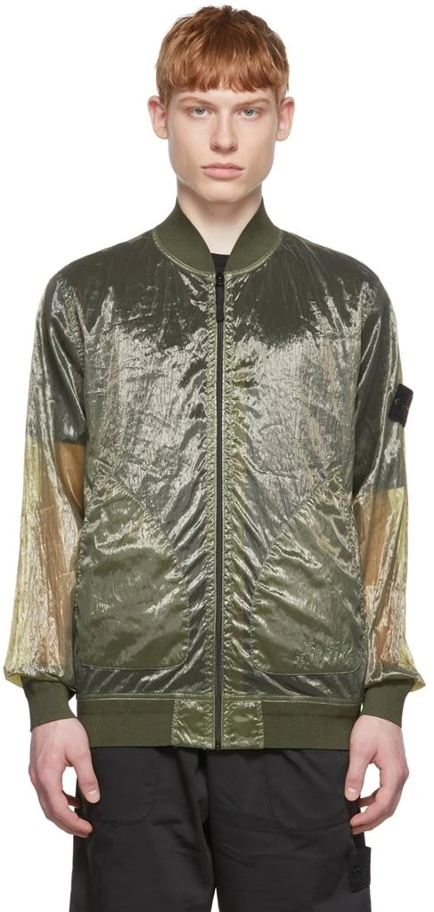 商品Stone Island|Khaki Nylon Bomber Jacket,价格¥3507,第1张图片