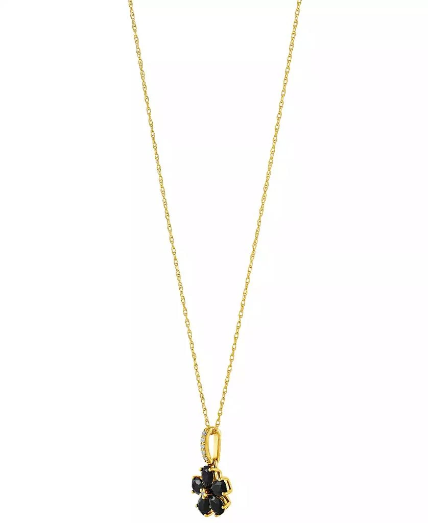 商品Macy's|Onyx & Diamond Accent Flower 18" Pendant Necklace in 10k Gold,价格¥1630,第2张图片详细描述