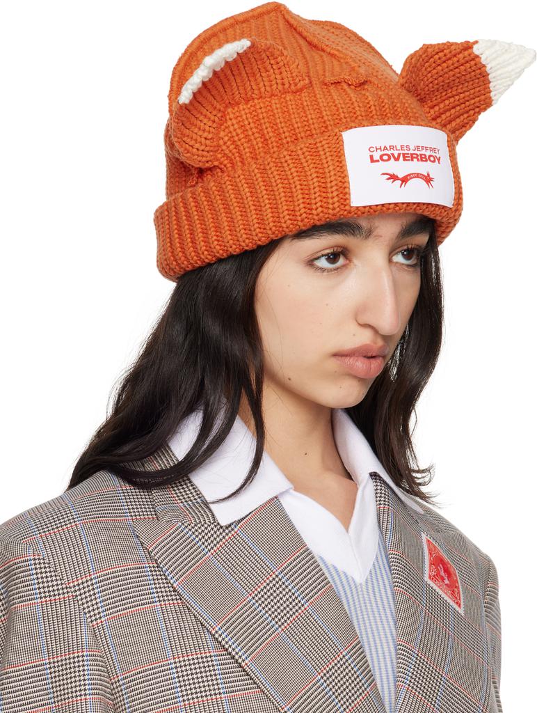 Charles Jeffrey Loverboy Orange Chunky Ears Beanie - Hats
