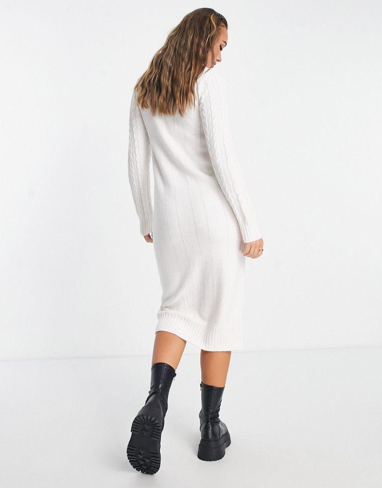 River Island cable knit maxi dress in cream商品第4张图片规格展示