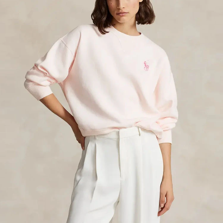 商品[国内直发] Ralph Lauren|Pink Pony Love Fleece Sweatshirt 小马刺绣圆领套头长袖毛衣 女款 粉色,价格¥886,第5张图片详细描述