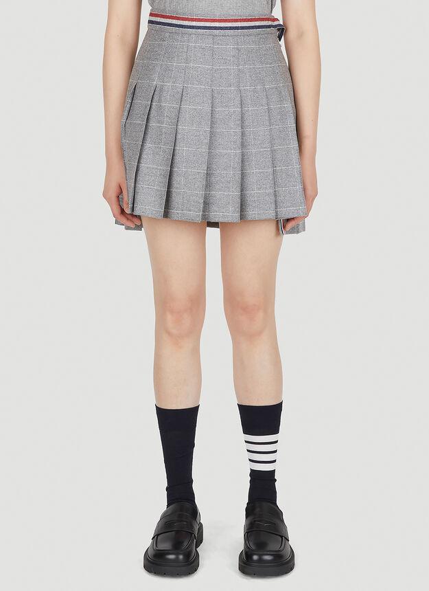 商品Thom Browne|Pleated Checked Skirt in Grey,价格¥10880,第1张图片