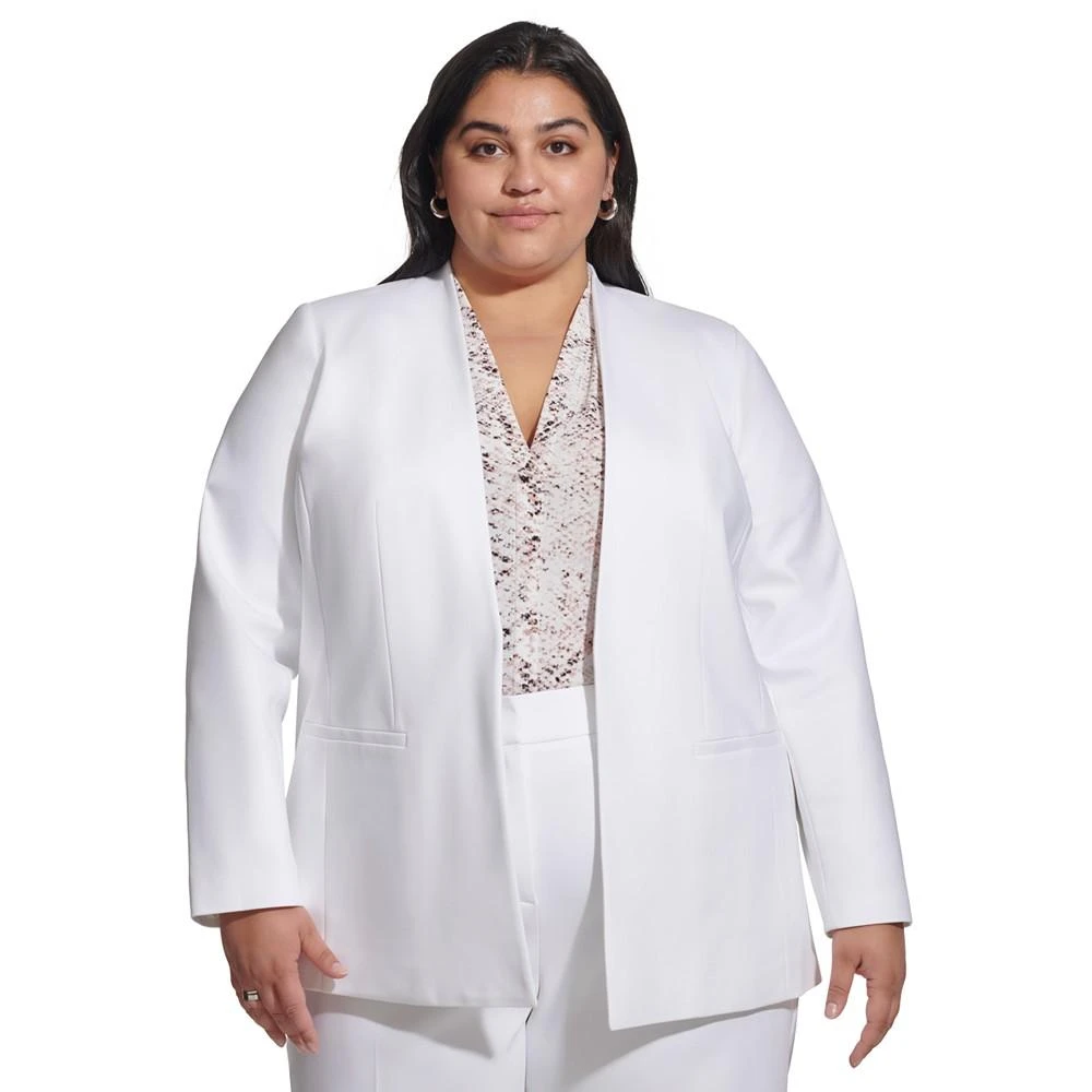 商品Calvin Klein|Plus Size Collarless Open-Front Long-Sleeve Jacket,价格¥1169,第1张图片