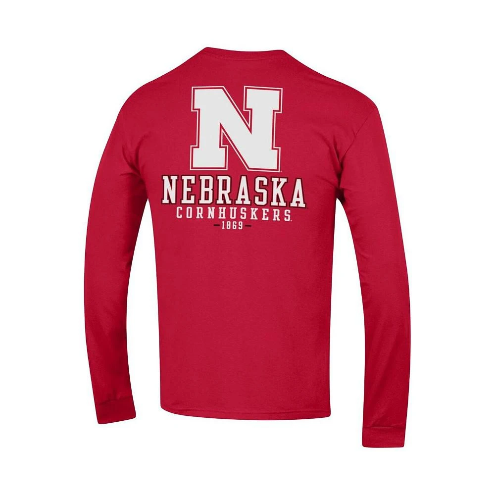 商品CHAMPION|Men's Scarlet Nebraska Huskers Team Stack Long Sleeve T-shirt,价格¥299,第3张图片详细描述