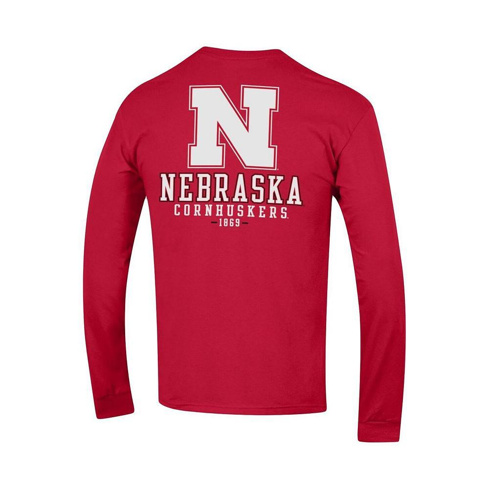 商品CHAMPION|Men's Scarlet Nebraska Huskers Team Stack Long Sleeve T-shirt,价格¥251,第5张图片详细描述
