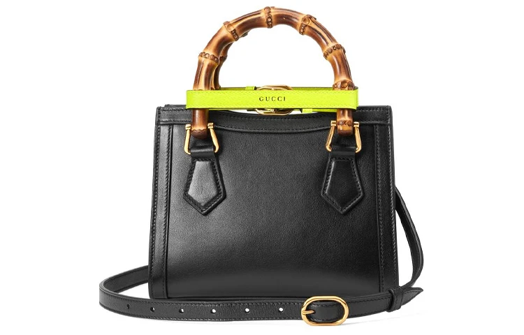 商品[国内直发] Gucci|古驰 Diana 竹节 戴安娜金标Logo情侣同款 皮革 托特包Tote包购物袋手提单肩斜挎包 迷你 男女同款 黑色,价格¥16073,第5张图片详细描述