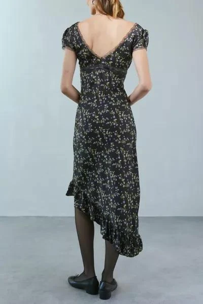 商品Kimchi Blue|Kimchi Blue Cora Lace Trim Printed Asymmetrical Midi Dress,价格¥227,第4张图片详细描述