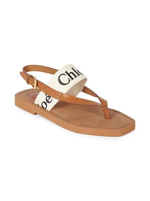 商品Chloé|Woody Flat Leather Thong Slingback Sandals,价格¥3291,第4张图片详细描述