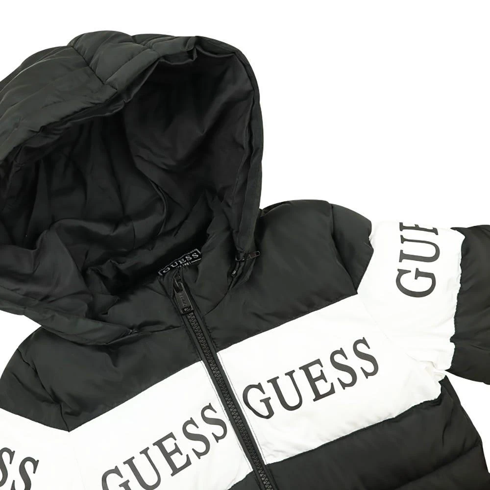 商品GUESS|Black Long Hooded Puffer Coat,价格¥585,第2张图片详细描述