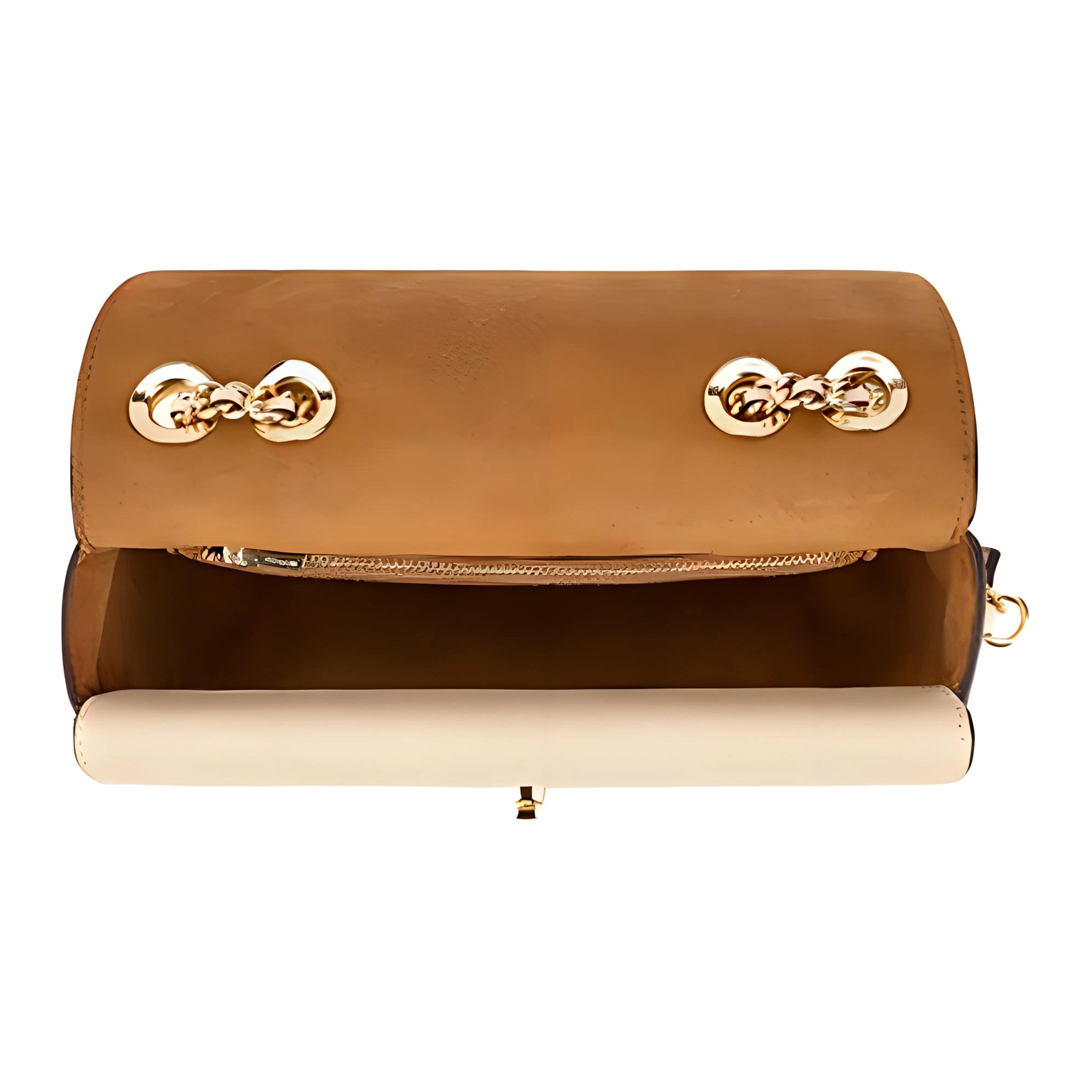 商品[国内直发] Coach|蔻驰 Madison 24 新年系列龙图案经典 牛皮革配PVC 小方包斜挎单肩包 中号 女款 浅卡其色拼象牙白色混合色 #龙年限定#,价格¥1725,第4张图片详细描述