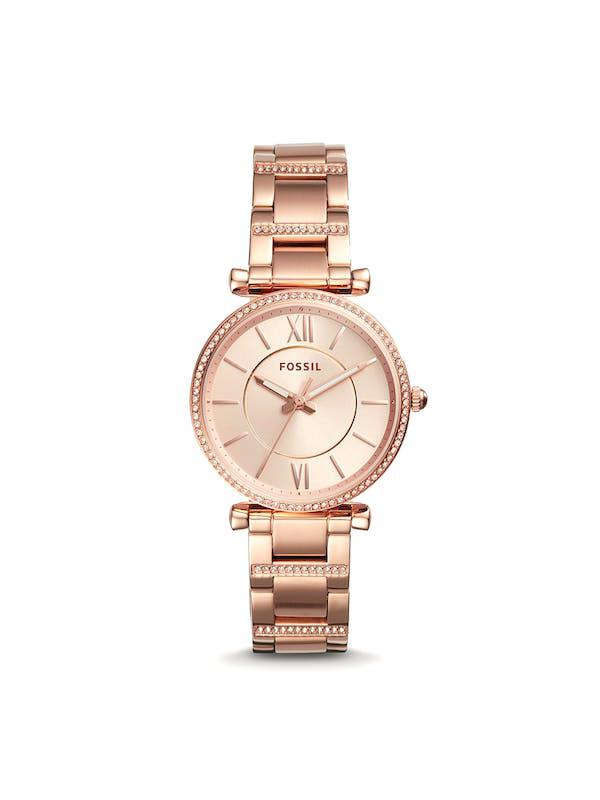 Carlie ES4301 Elegant Japanese Movement Fashionable Three-Hand Rose Gold-Tone Stainless Steel Watch商品第1张图片规格展示