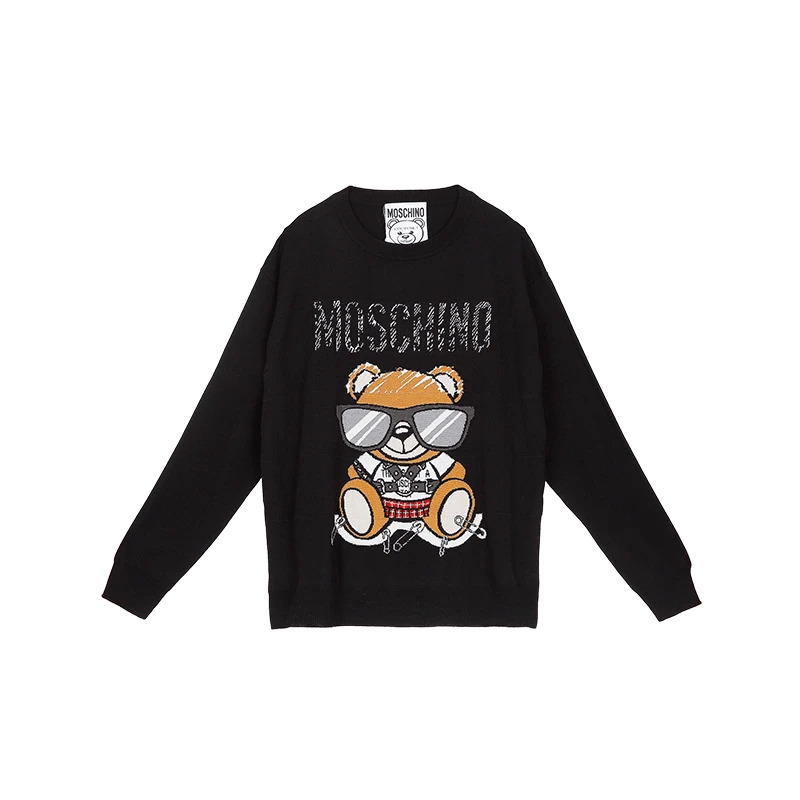 商品[国内直发] Moschino|莫斯奇诺女士棉质黑色泰迪熊长袖针织套衫 09305501 A1555,价格¥1490,第1张图片