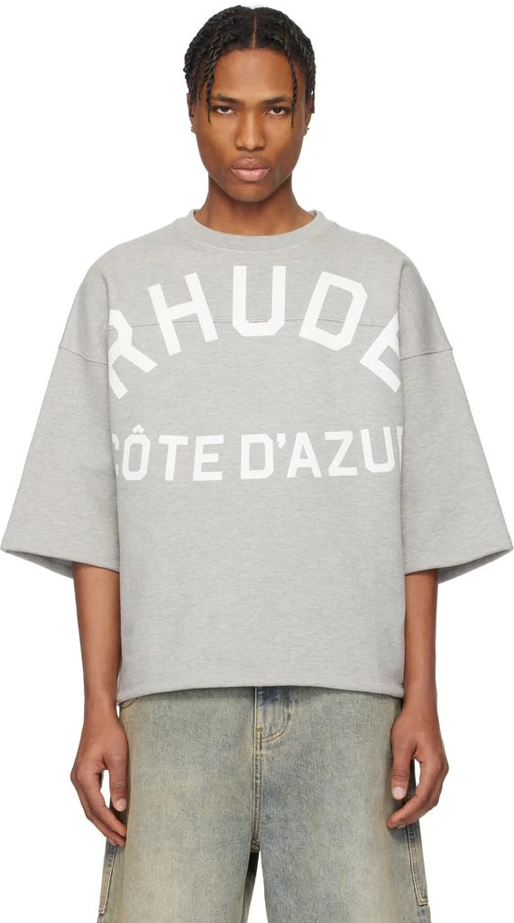 商品Rhude|Gray 'Côte D'Azur' Mid-Sleeve Boxy T-shirt,价格¥3121,第1张图片