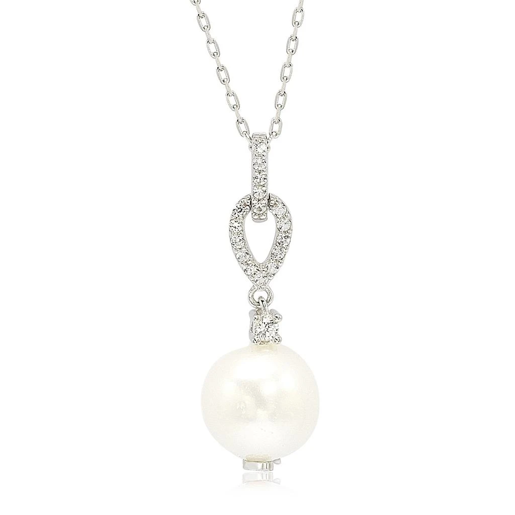 商品Suzy Levian|Sterling Silver Pearl & White Sapphire Dangle Pendant,价格¥782,第1张图片