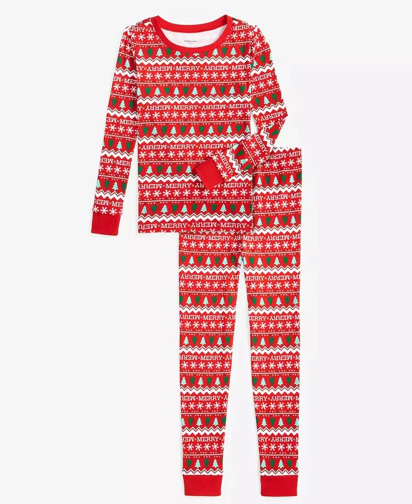 商品Holiday Lane|Little & Big Kids Merry Mix It Cotton Snug Fit Matching Family Pajamas Set, Created for Macy's,价格¥105,第1张图片