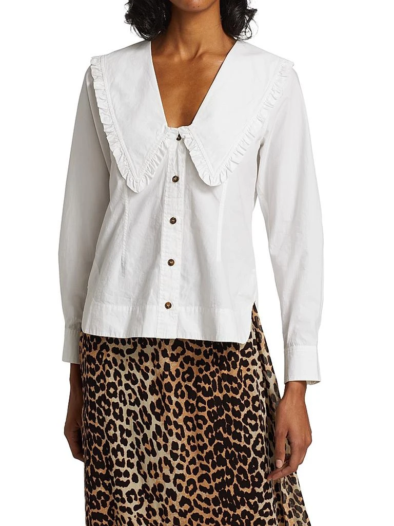 商品Ganni|Cotton Poplin Pilgrim Collar Top,价格¥458,第3张图片详细描述