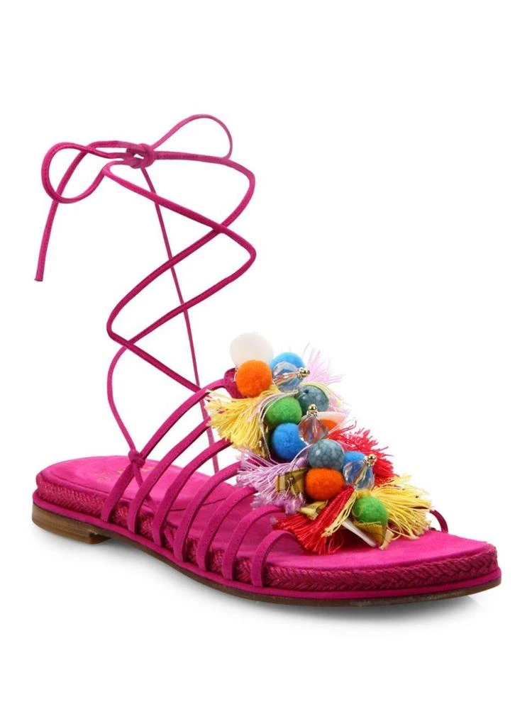 商品Stuart Weitzman|Noodles Embellished Suede Sandals,价格¥1208,第1张图片