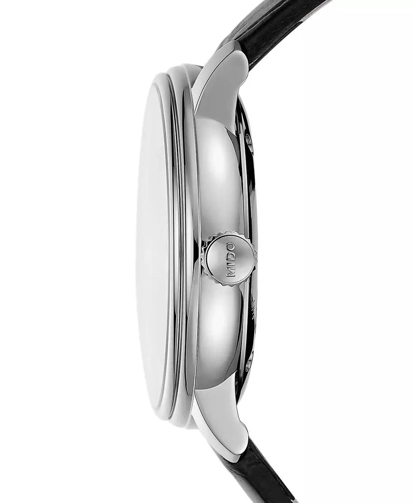 商品MIDO|Men's Swiss Automatic Baroncelli III Black Leather Strap Watch 40mm,价格¥7177,第2张图片详细描述