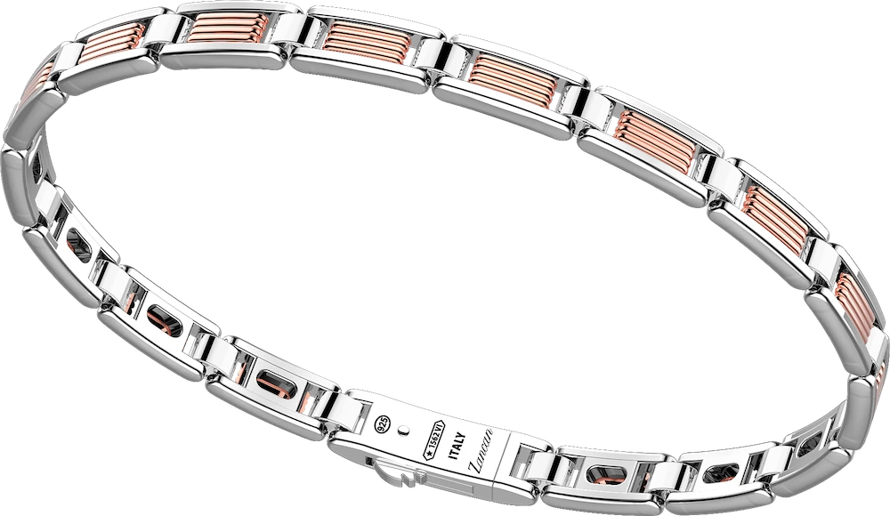 商品Zancan|18k rose gold and sterling silver bracelet with geometric design.,价格¥10842,第1张图片