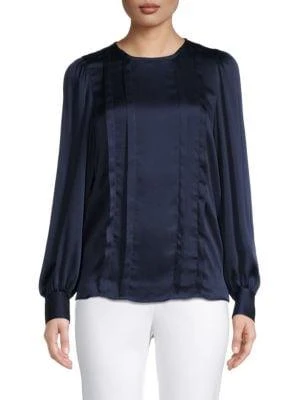 商品Tahari|Satin Pintuck Blouse,价格¥593,第1张图片