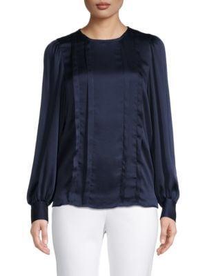 商品Tahari|Satin Pintuck Blouse,价格¥568,第1张图片