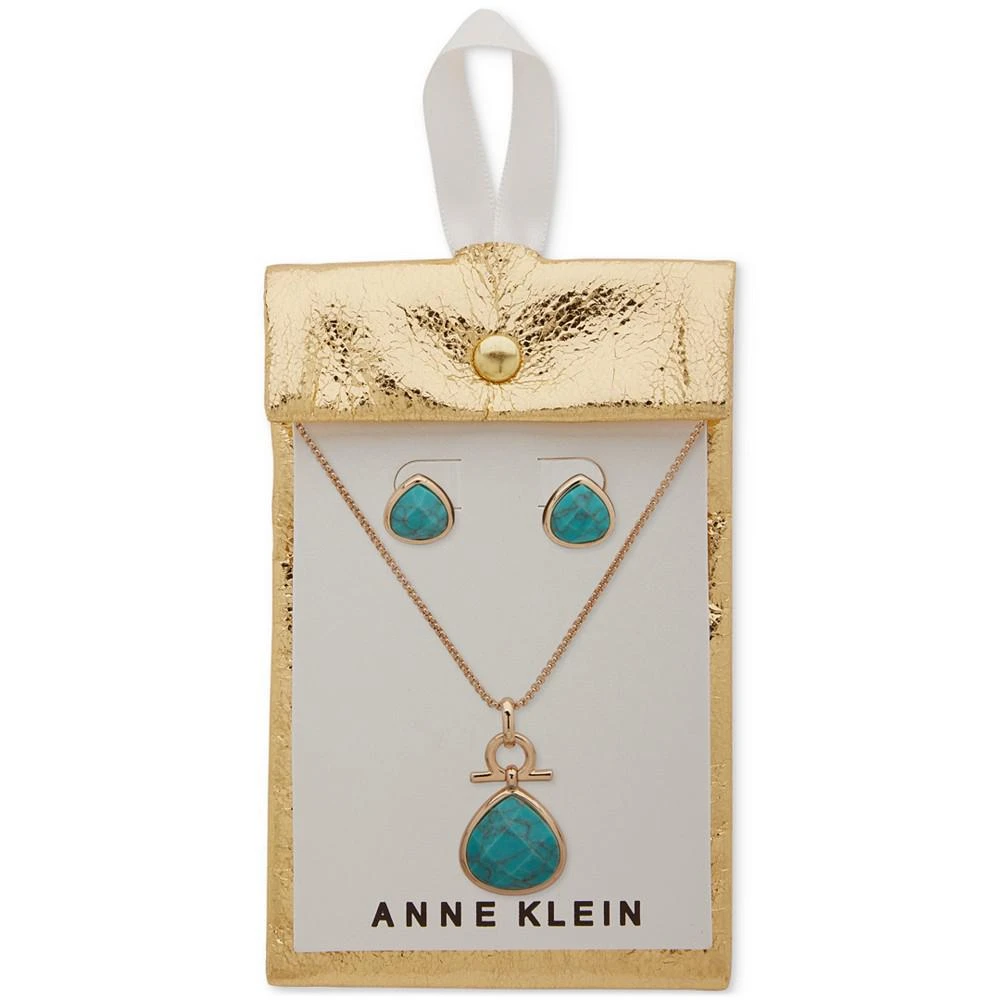 商品Anne Klein|Gold-Tone Teardrop Stone Pendant Necklace & Stud Earrings Set,价格¥105,第3张图片详细描述